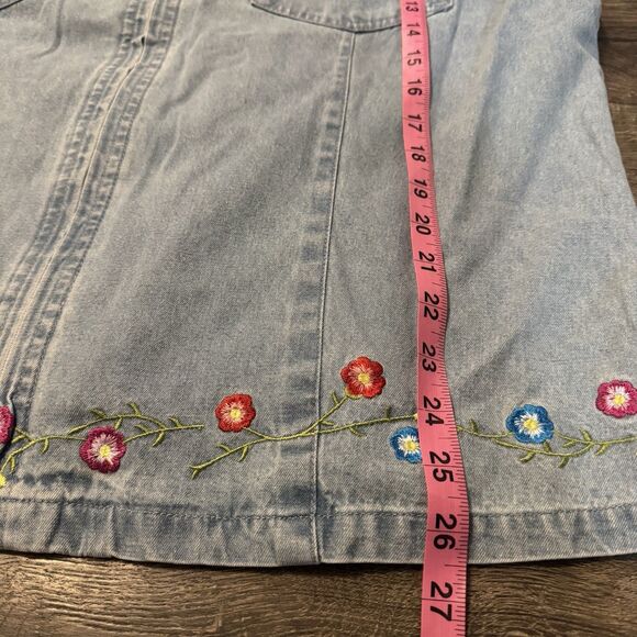 Vintage Denim&Co. Embroidered Denim Jacket Size XL Short Sleeve Zip Up Floral - Picture 7 of 9